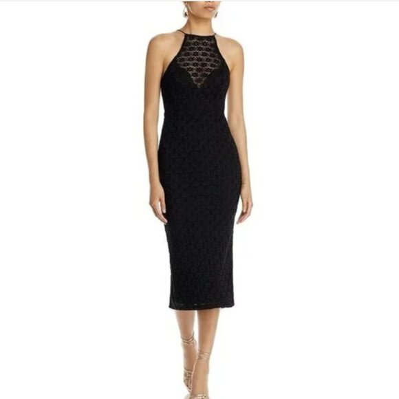 Bardot Women's Black Chameleon Lace‎ Midi Dress Size 6 NEW - Picture 1 of 16